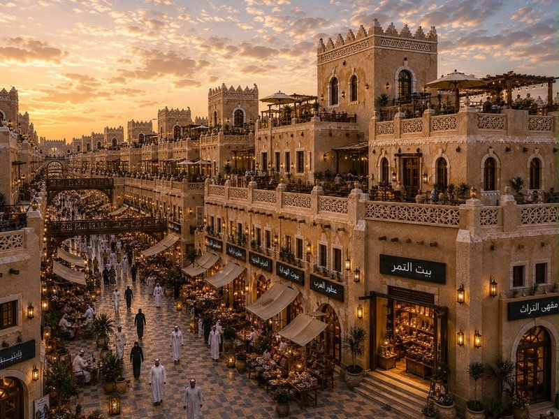 بوابة قوسية تصل بين جناحي السوق التراثي